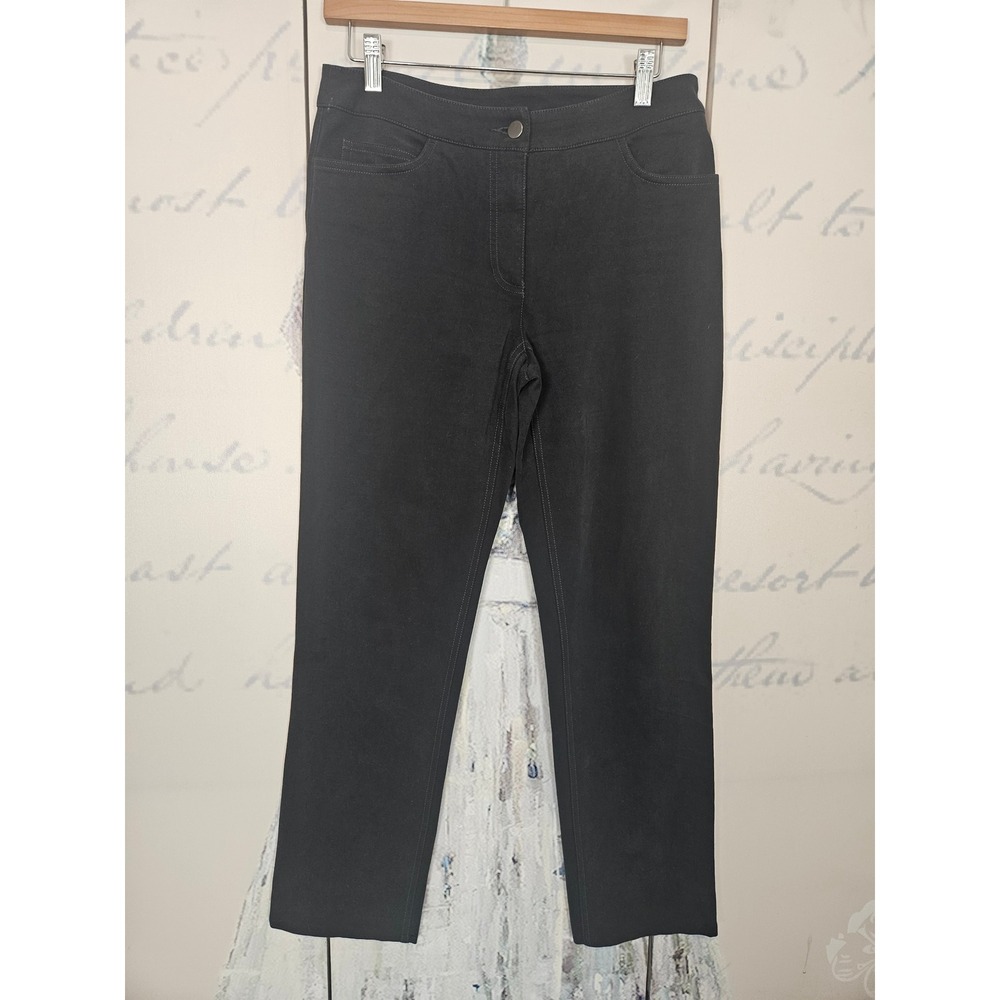 Eileen Fisher Womens Black Italian Cotton Stretch Slim Leg Jeans XS 5-Pocket